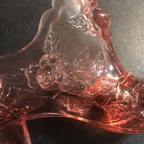 Fenton Cranberry Rose Glass Slipper Shoe - Picture 2 of 6